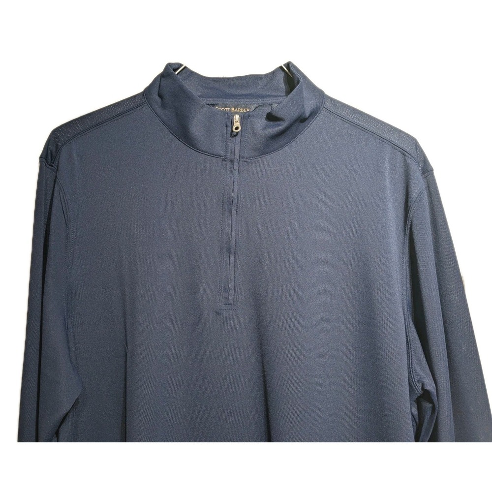 Scott Barber Pullover Men L Blue Performance 1/4 Zip Stretch Mock Nk Lightweight
